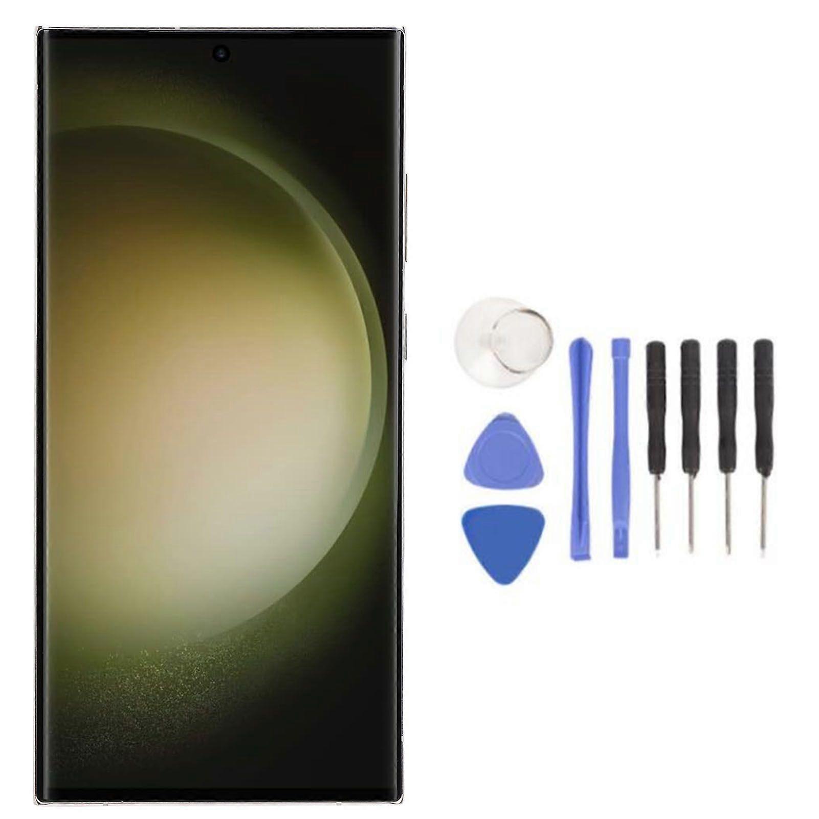 Phone Screen Replacement Touch Digitizer Assembly with Fingerprint and Repair Kit for Galaxy S23 Ultra 5G SMS918U Gold