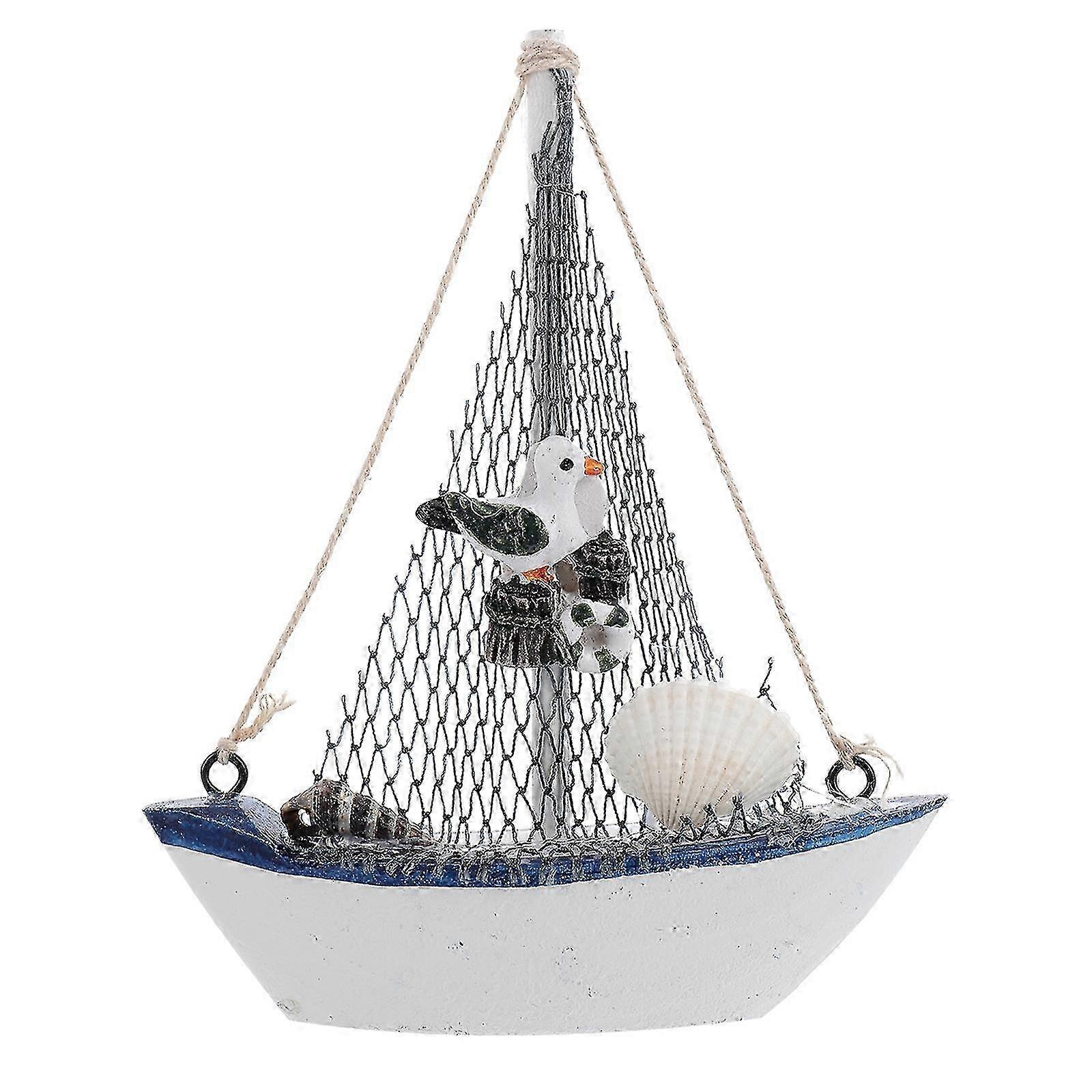 1pc Mediterranean Sailboat Model Creative Sailing Boat Crafts Deskt...