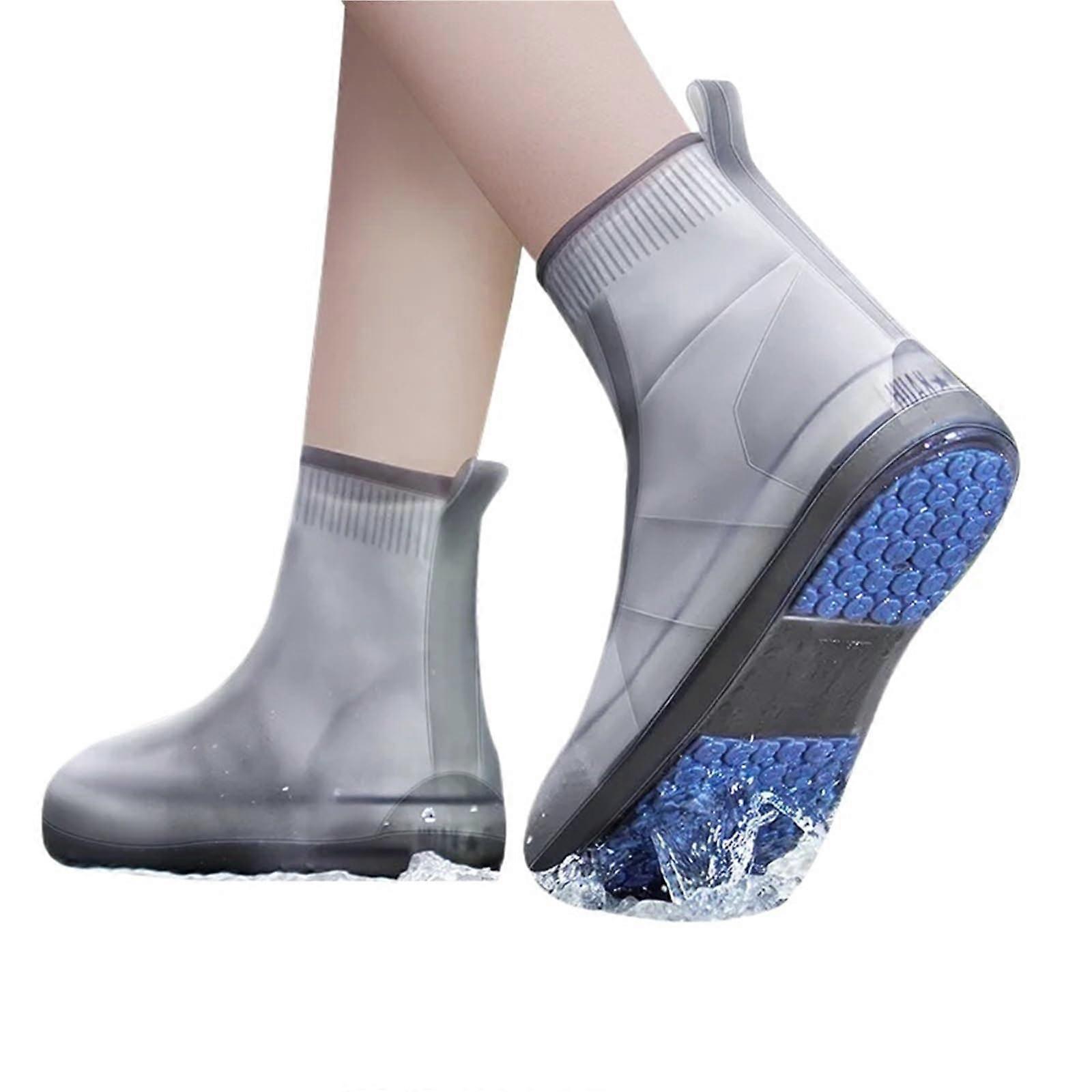 Shoe Covers 3-Pair Set Reusable Waterproof Rain Boot Overshoes Non-Slip Silicone Water-Resistant Size L For Home Use