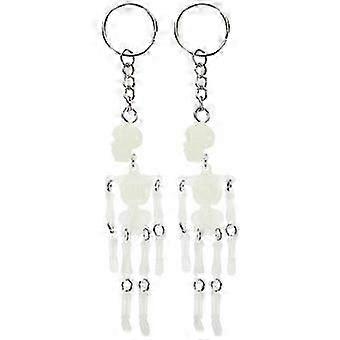 2 Pcs Glowing Skull Keychains Decorative Keyring Bag Charm Backpack Keychains