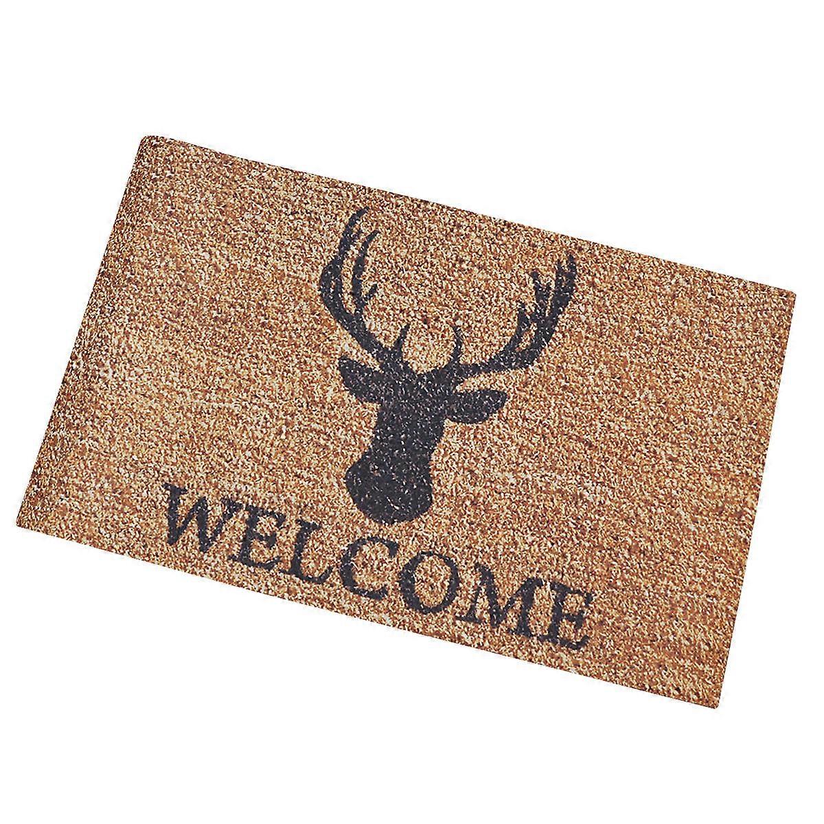 Wearproof Elk Design Welcome Door Mat For Home Use In Coffee 45x75cm Ideal For Entrance 1Pack