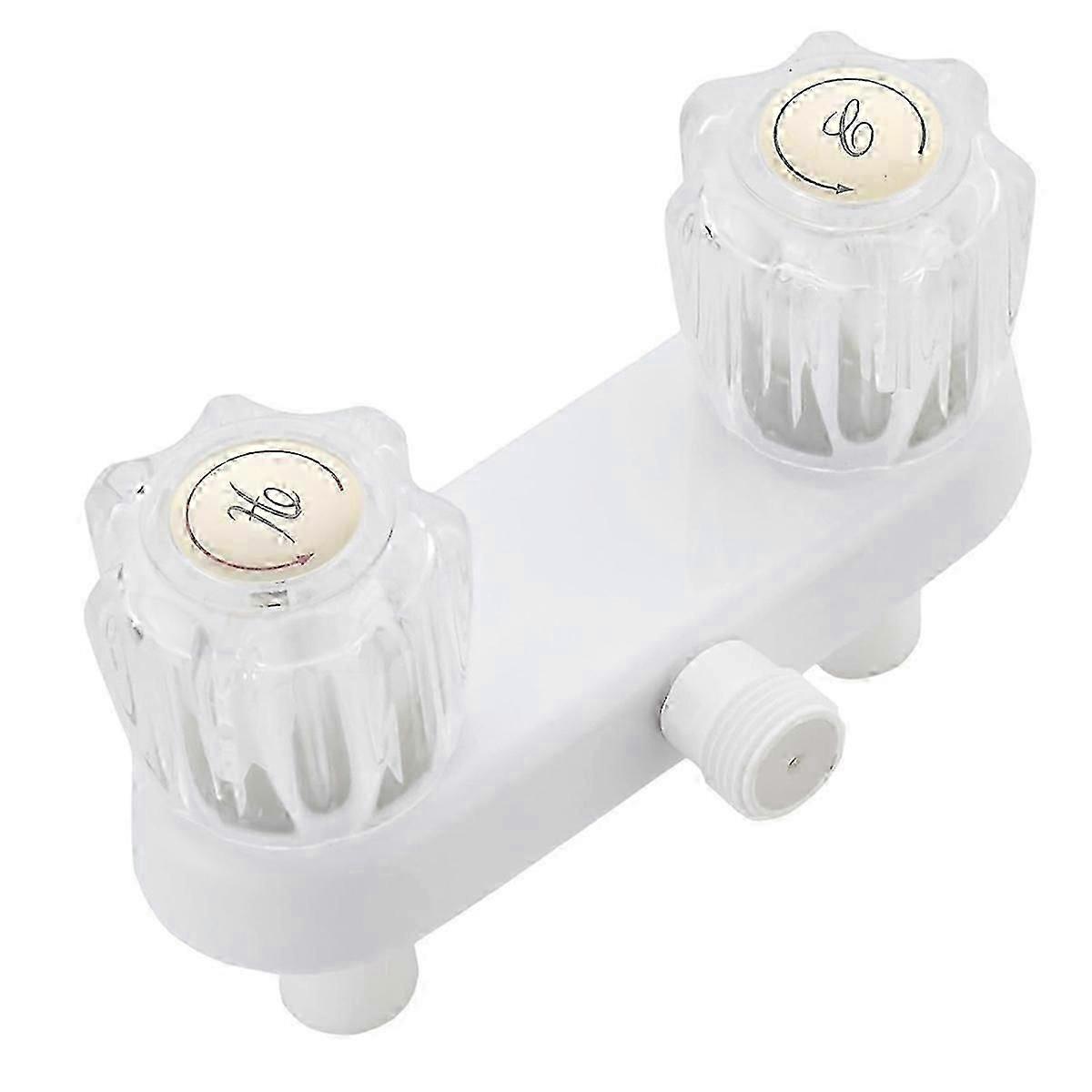 RV shower faucet with dual handles and corrosion-resistant finish