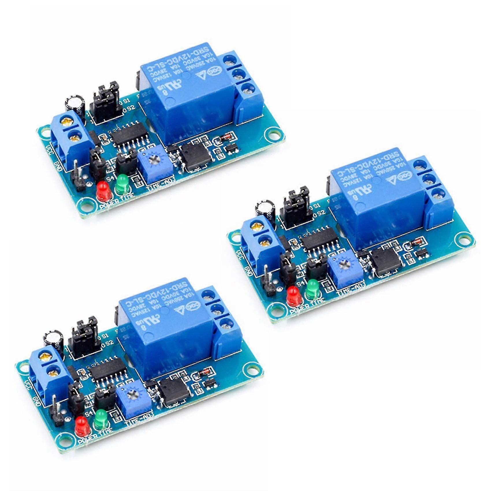 12V DC Delay Relay Switch Module with Timer 3pcs for Automation Control