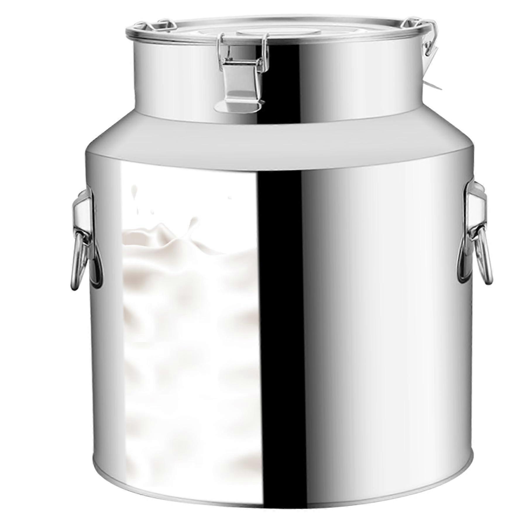 Wine Bucket Stainless Steel 9L With Lid Carry Handle And Buckle Milk Can For Liquid Storage