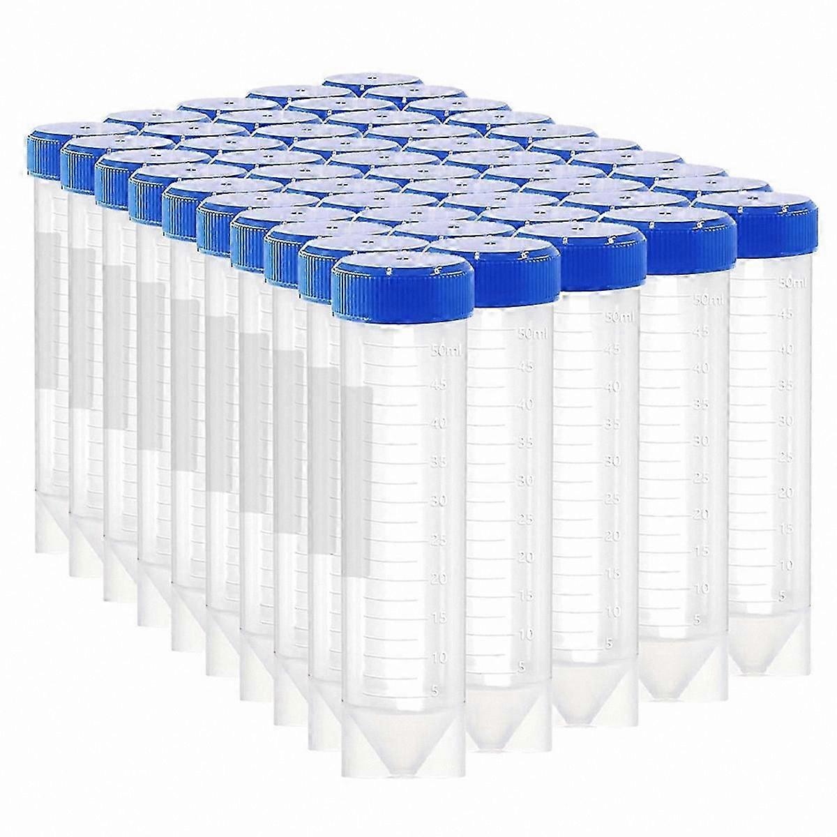 50ml Self-Standing Conical Tubes with Screw Caps, 50 Pack Plastic Centrifuge Test Tubes for Lab Use