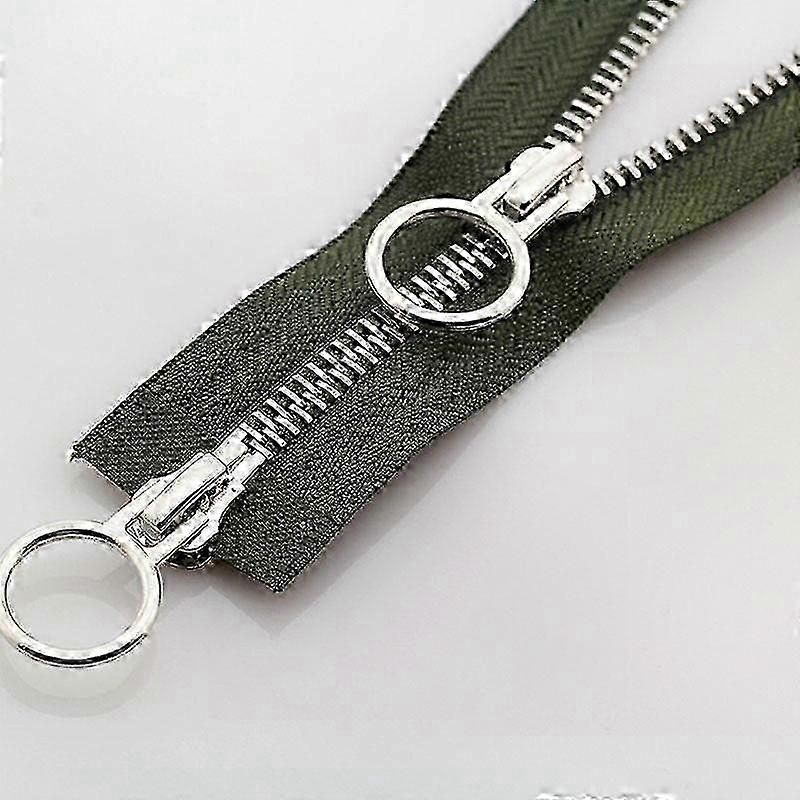 70/90cm Metal Zipper with Double Slider and Round Ring for DIY Sewing Projects70cmarmy green SZRH A-F