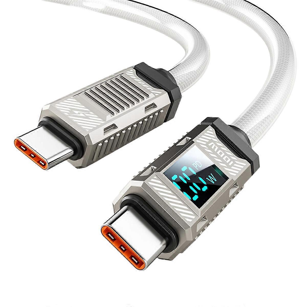 2m Type C to Type C Cable 100W Display Mechanical Data Cable Fast Charging USB C to USB C Cable for