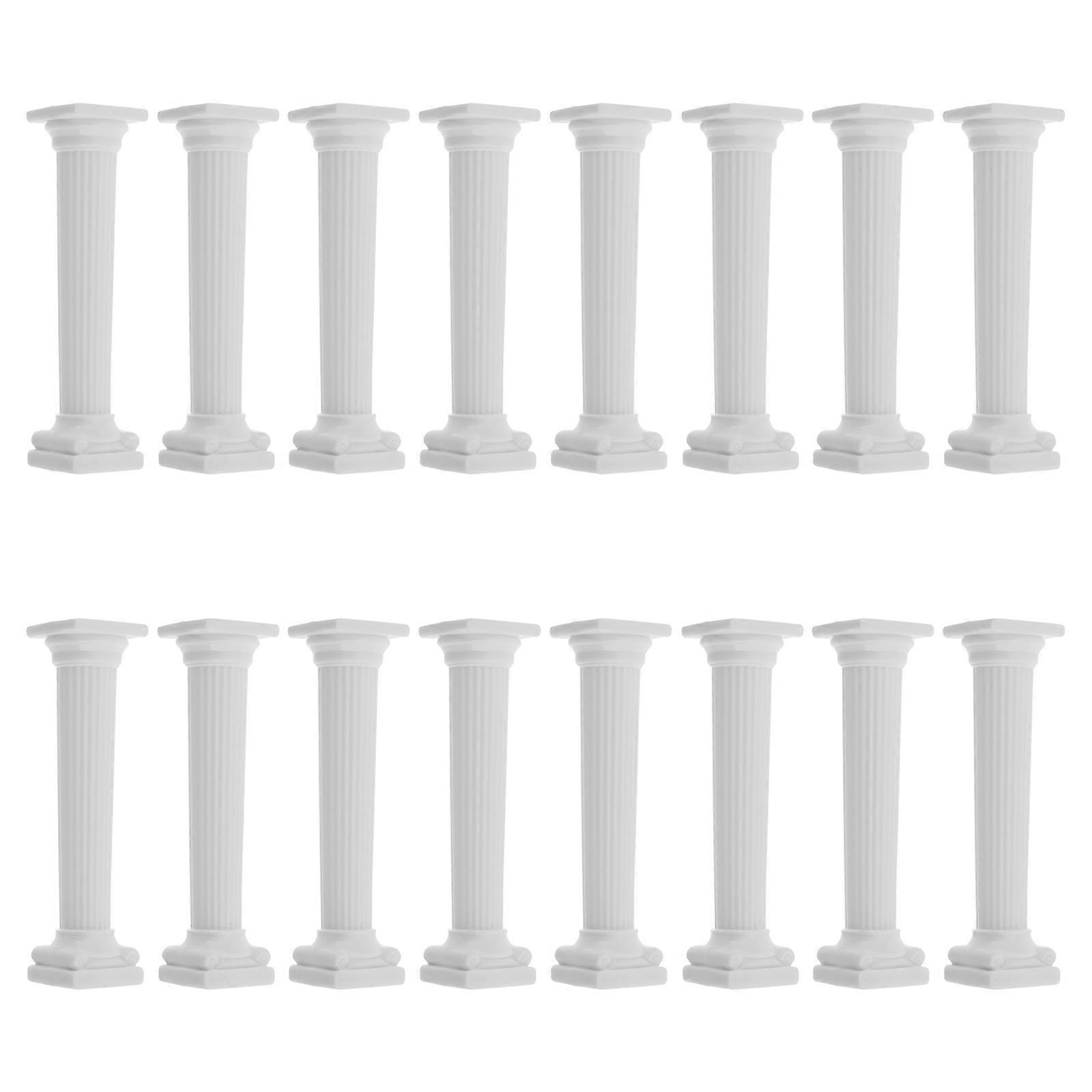 Mini Roman Column 16Pack Dollhouse Model Building Column Statues For Creative Projects Tabletop Sculpture White Craftsmanship