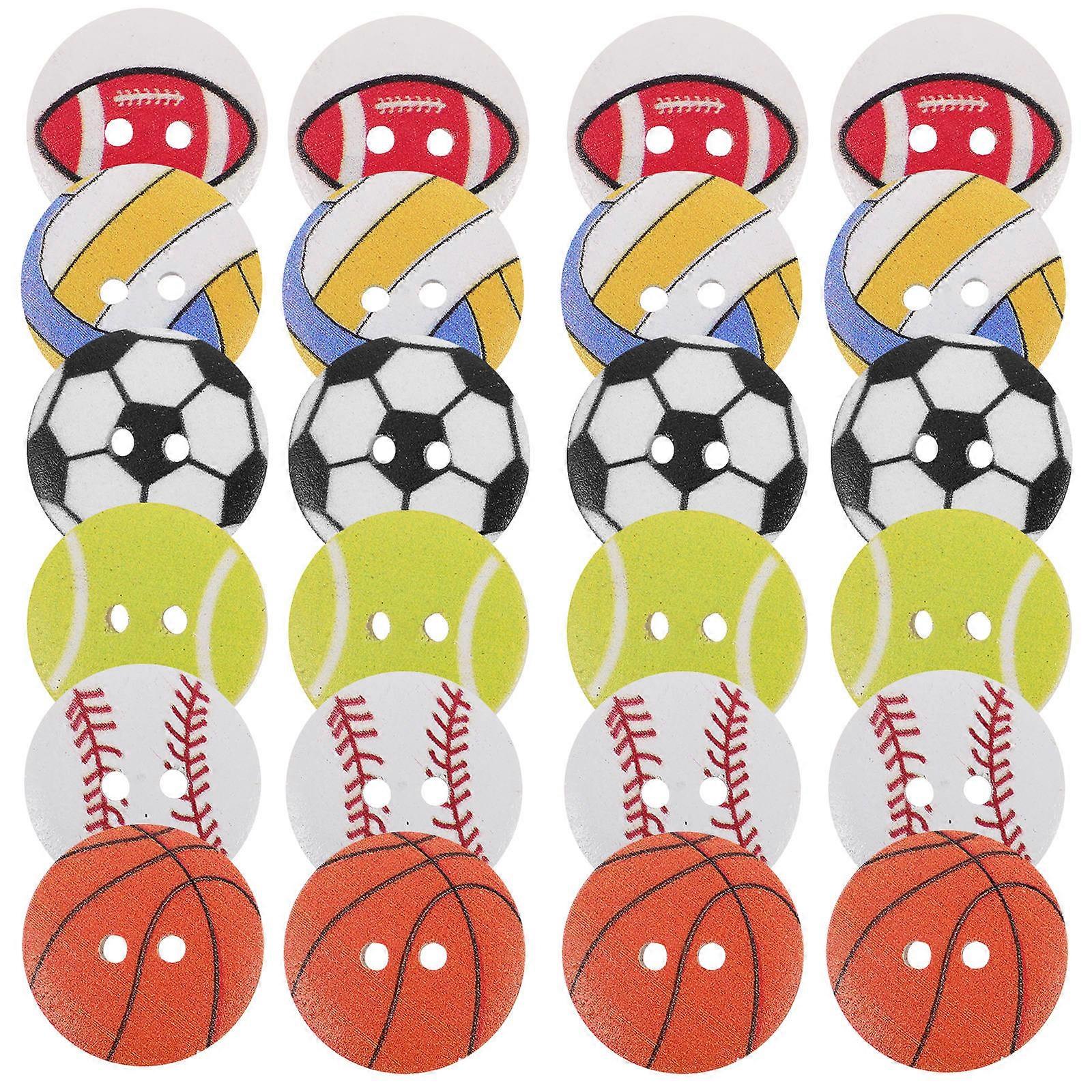Sports Ball Wooden Buttons for Sewing 200Pcs Assorted Color DIY Crafts