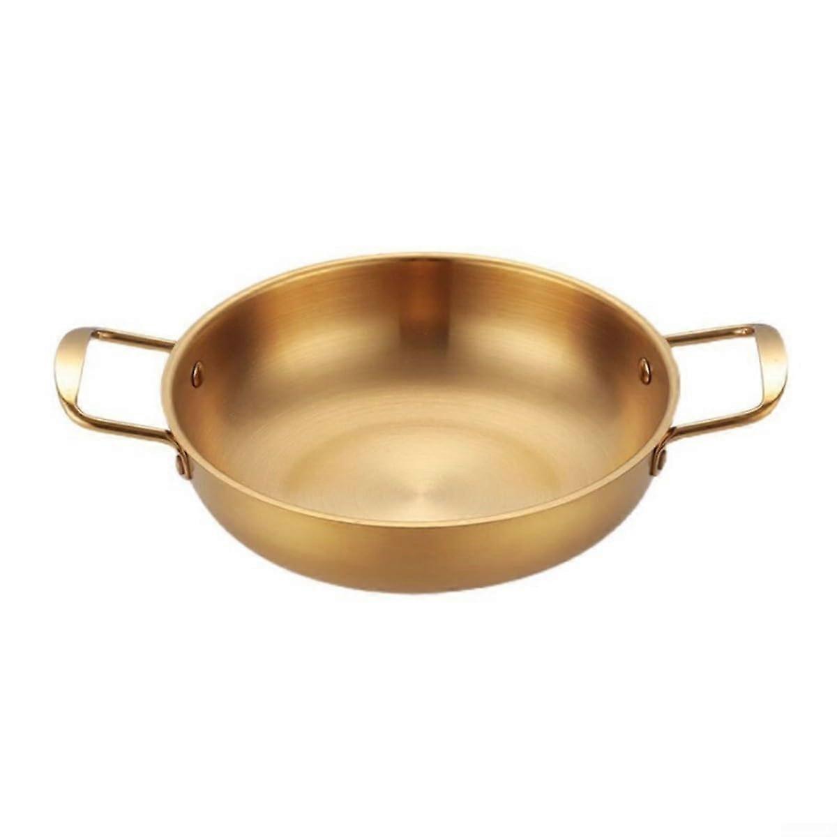 Stainless Steel Cooking Pot With Ergonomic Handles Gold Finish 24 Cm Versatile For Boiling Simmering Steaming