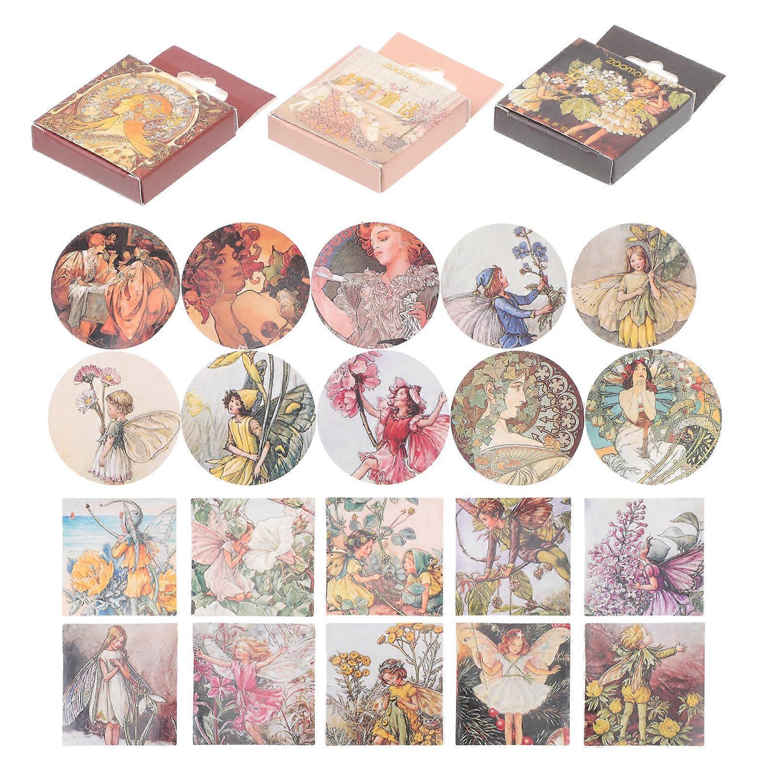 Retro Hand Account Stickers for Decoration Use 3 Boxes Assorted Color Paper