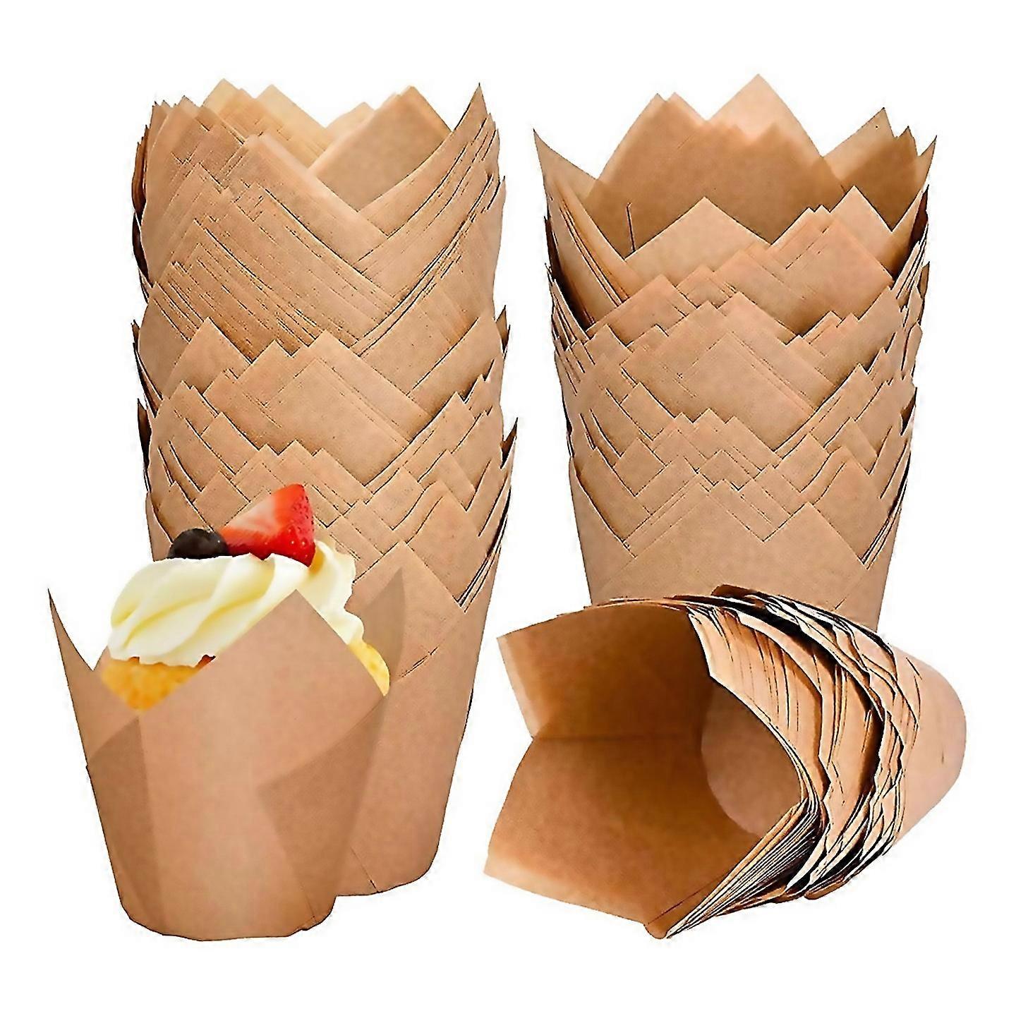 For 120 Counts Natural Tulip Cupcake Liners For Baking