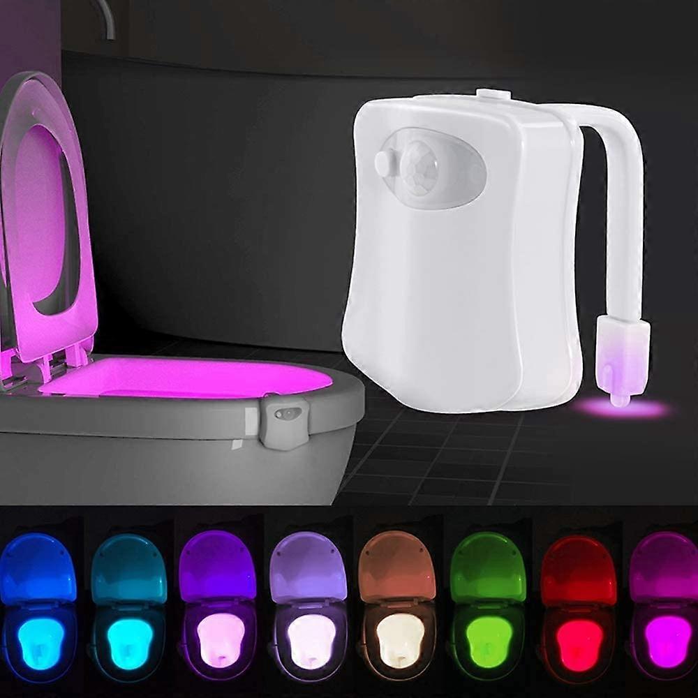 8 Colour Changing RGB Toilet Bowl LED Light With Automatic Glow Night Time Motion Sensor Fits All Toilet Types Battery Powered By 3 AAA