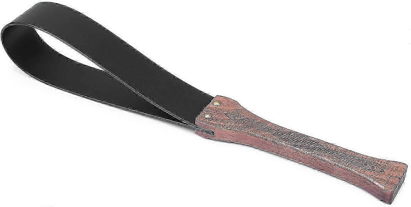 Fouet équestre plié en cuir véritable avec poignée en bois