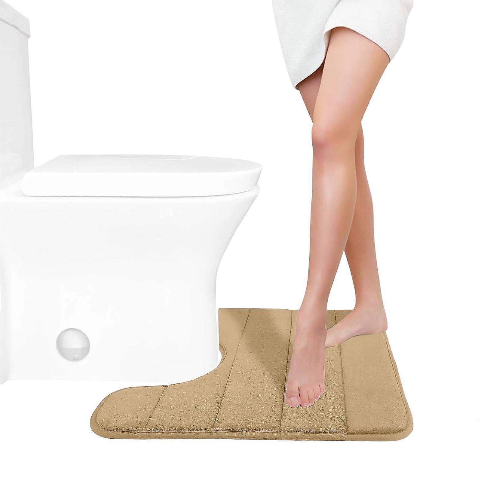YangJinLian Memory Foam Toilet Bath Mat U-Shaped, Soft, Absorbent, Non-Slip, Thick, Machine Washable