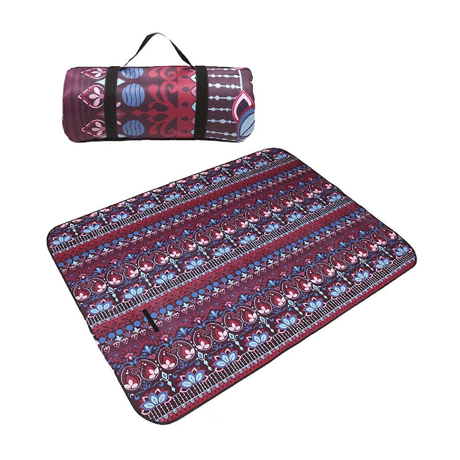 Picnic Blanket 200 X 200 Cm, Large Waterproof Mat With Carry Strap For Camping And Beach, Foldable, Machine Washable D