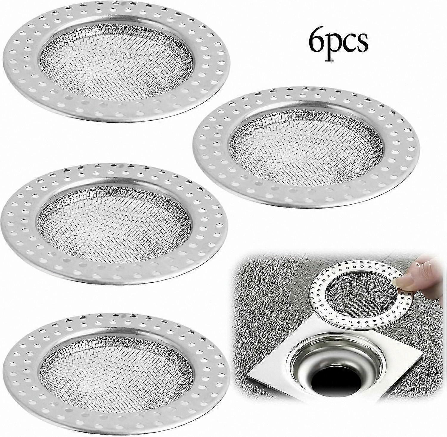 6-Pack Drain Strainers with Anti-Clog Mesh - Fast Flow Hair Catcher for Bathtub and Sink Drains (7.8cm Outer Diameter, 5.5cm Inner Diameter)