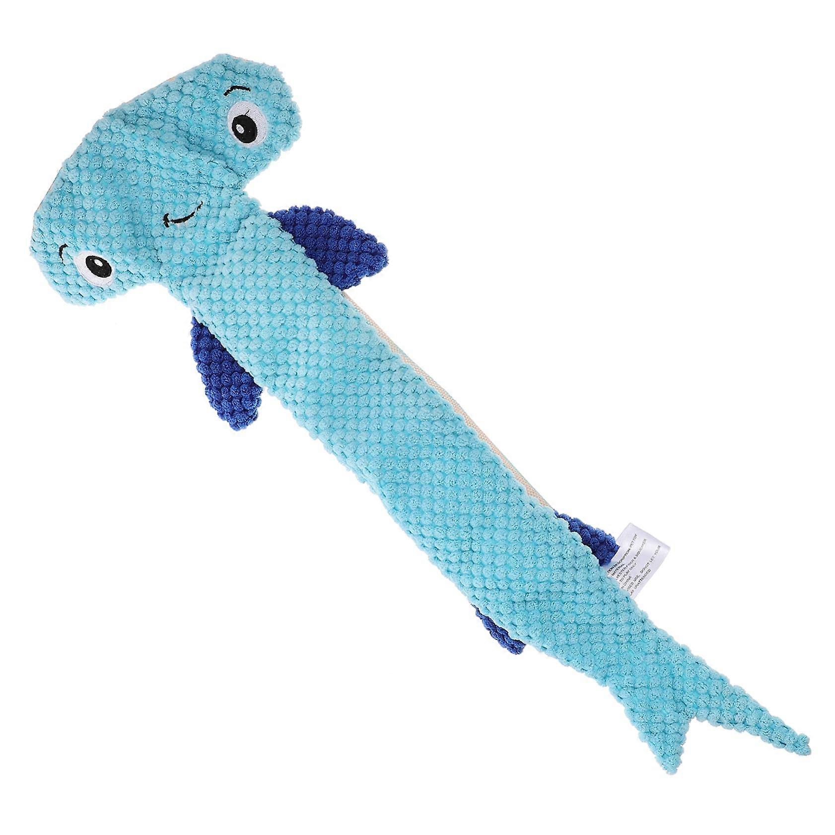 Squeaky Interactive Dog Chewing Toy For Puppies Plush Molar Teeth Cleaning Biting Behavior Training Blue Shark Design