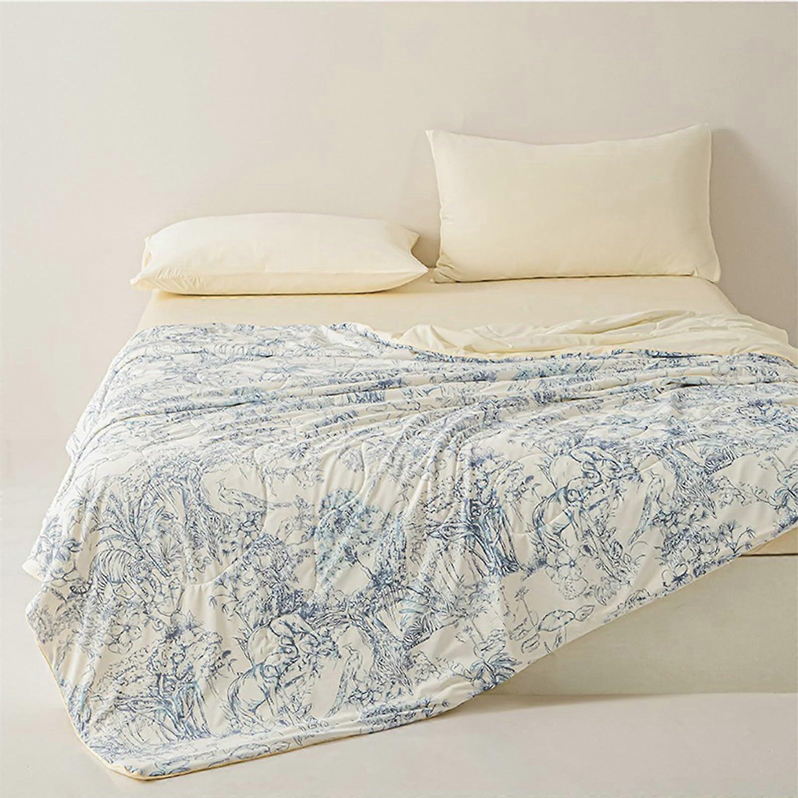 Cool Silk Comforter J 200x230, Floral Pattern, Natural Soybean Filling, Lightweight Cooling Quilt For Spring And Summer