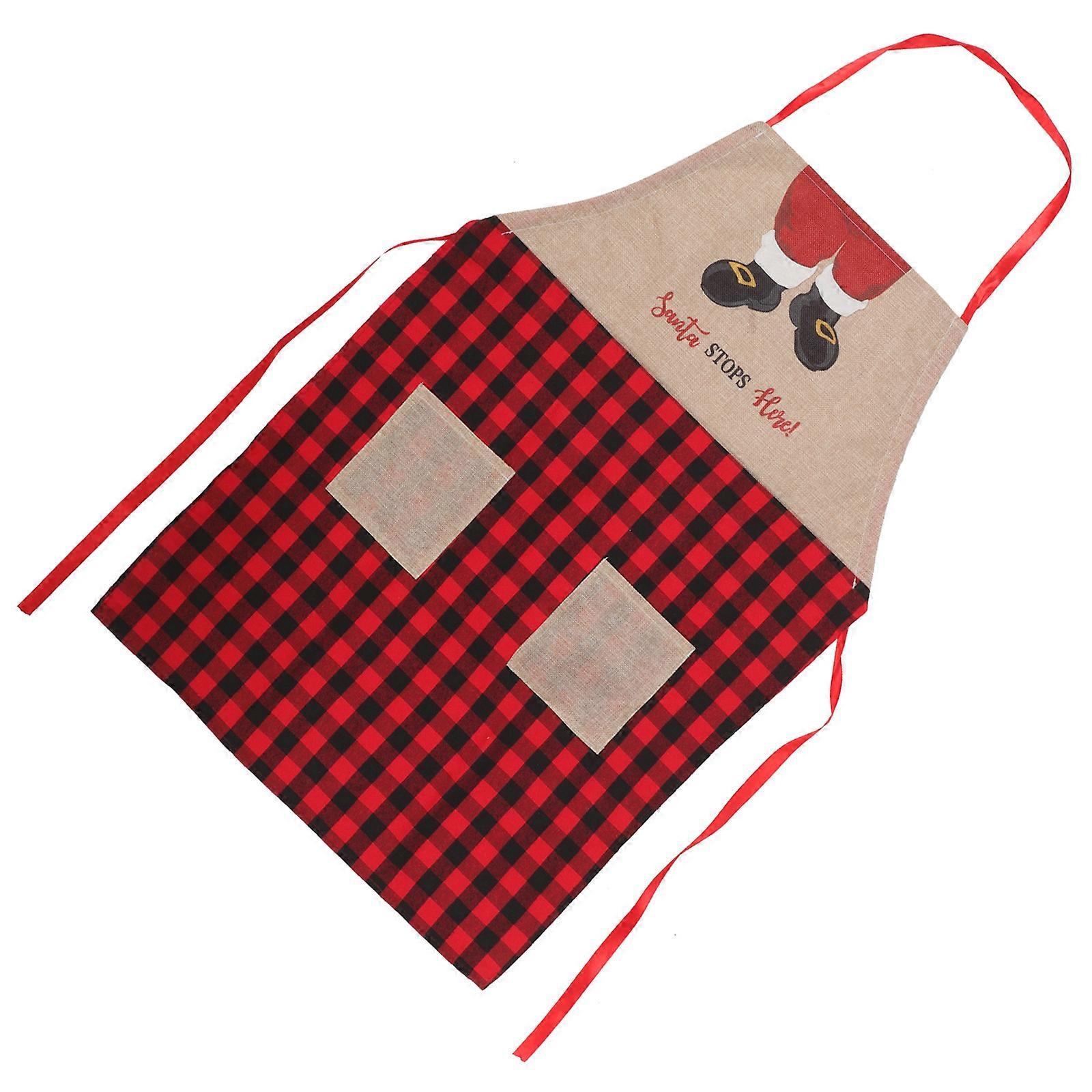 Christmas Apron Oil-Proof Kitchen Apron for Cooking Use 1Pcs Red