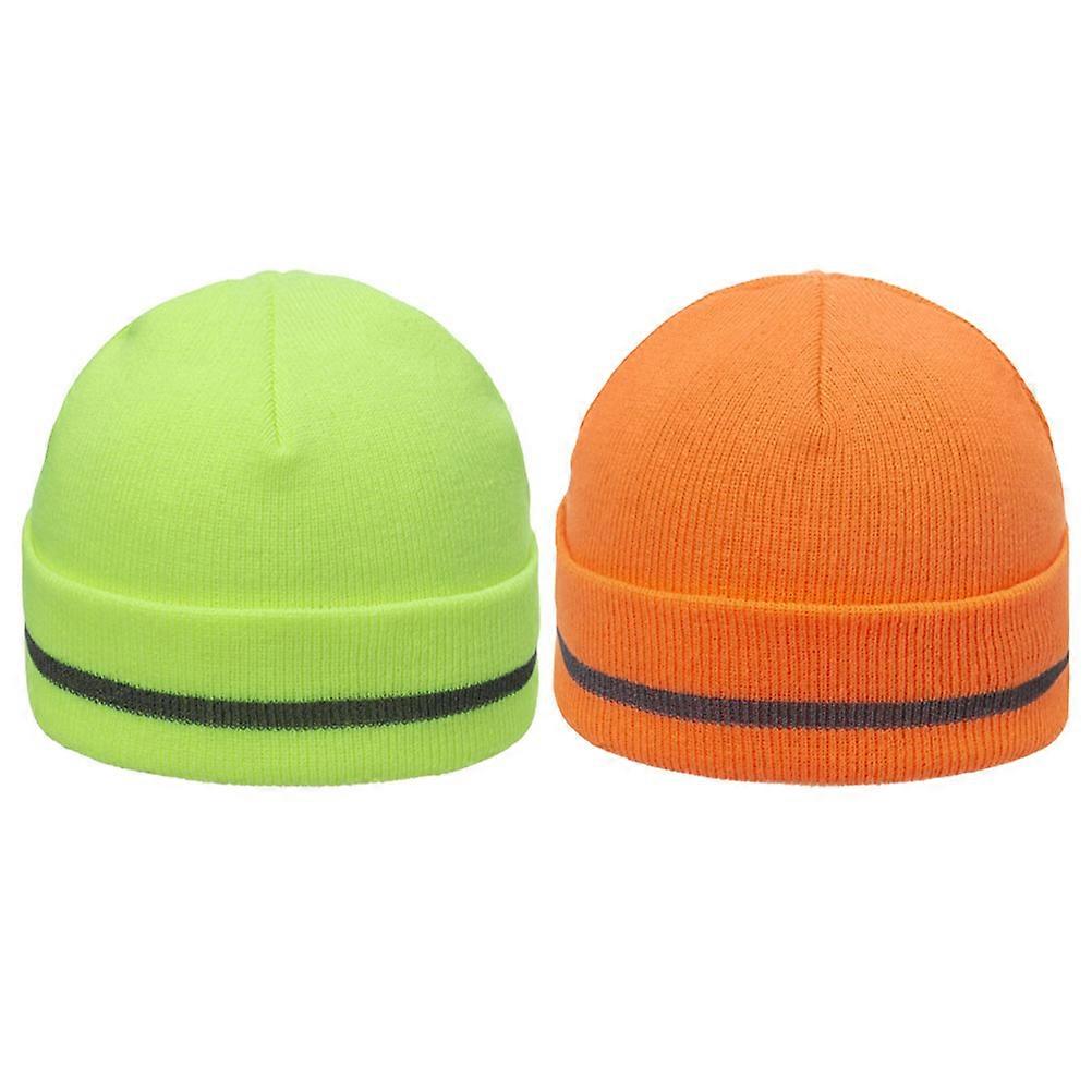 Warm Knit Beanie Hats for Men Featuring Reflective Strips 6Pcs