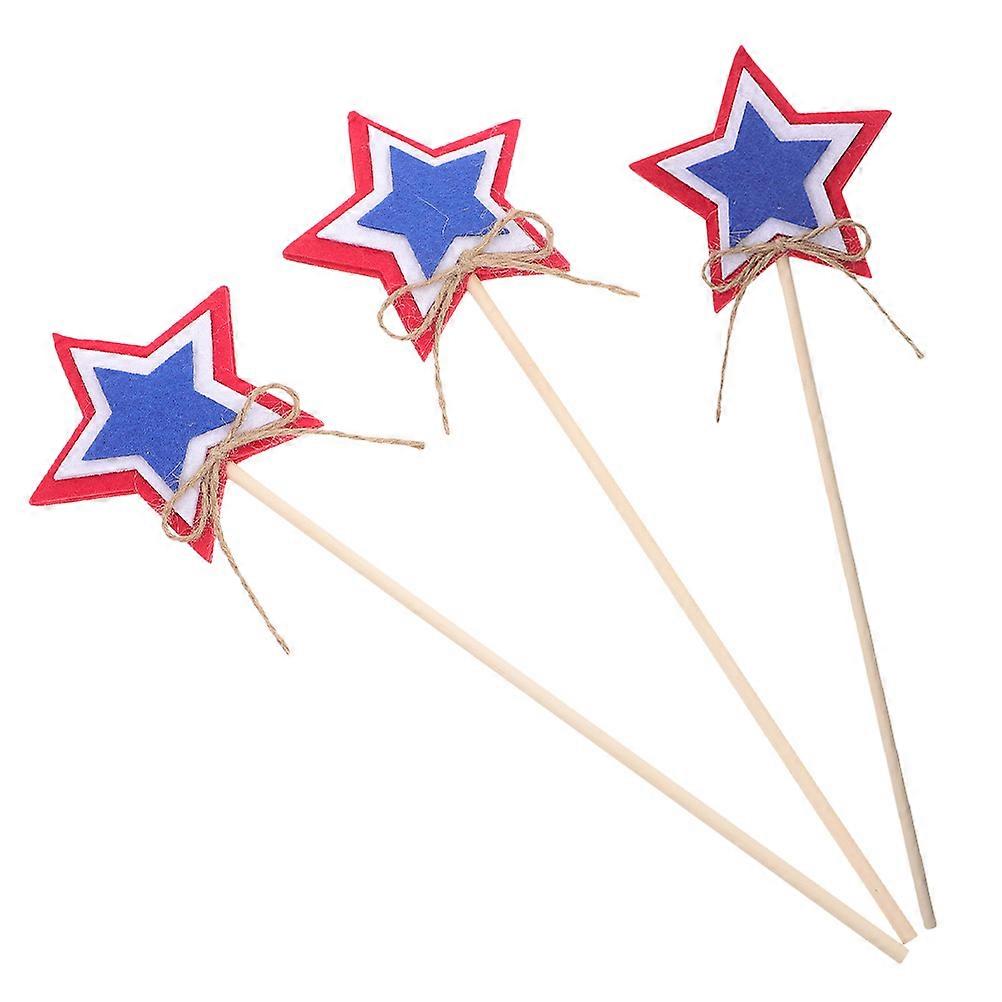 Assorted Color Star Fairy Wands Wood Decorations 3Pcs for Parties