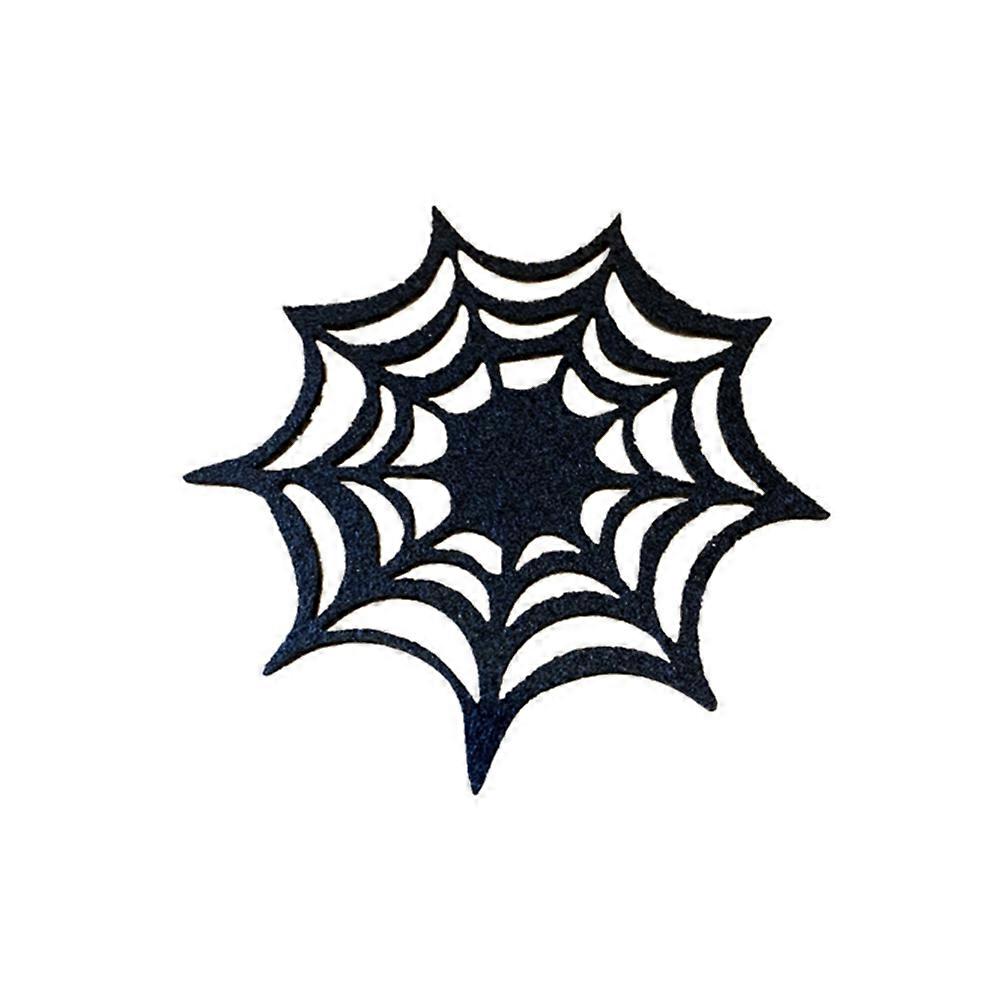 Halloween Web Placemats Felt Coasters for Decoration 6Pcs Black Set
