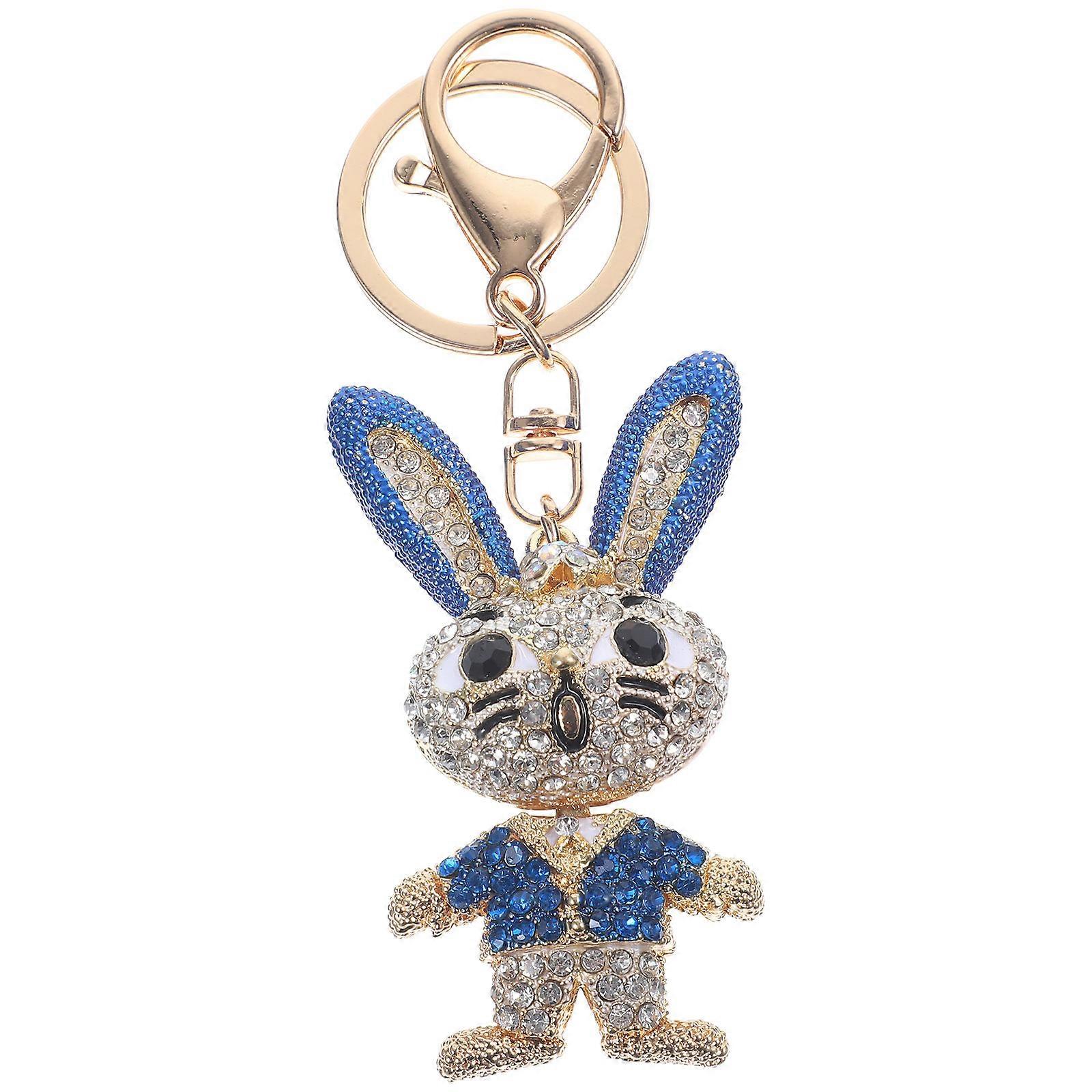 Keychain Pendant Metal Rabbit Charm for DIY Crafts 4Pcs Blue