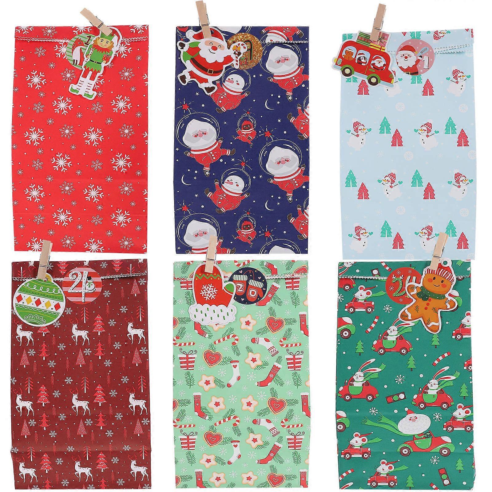Christmas Gift Bags Paper Bags for 2Sets Candy Storage with Rope and Assorted Colors