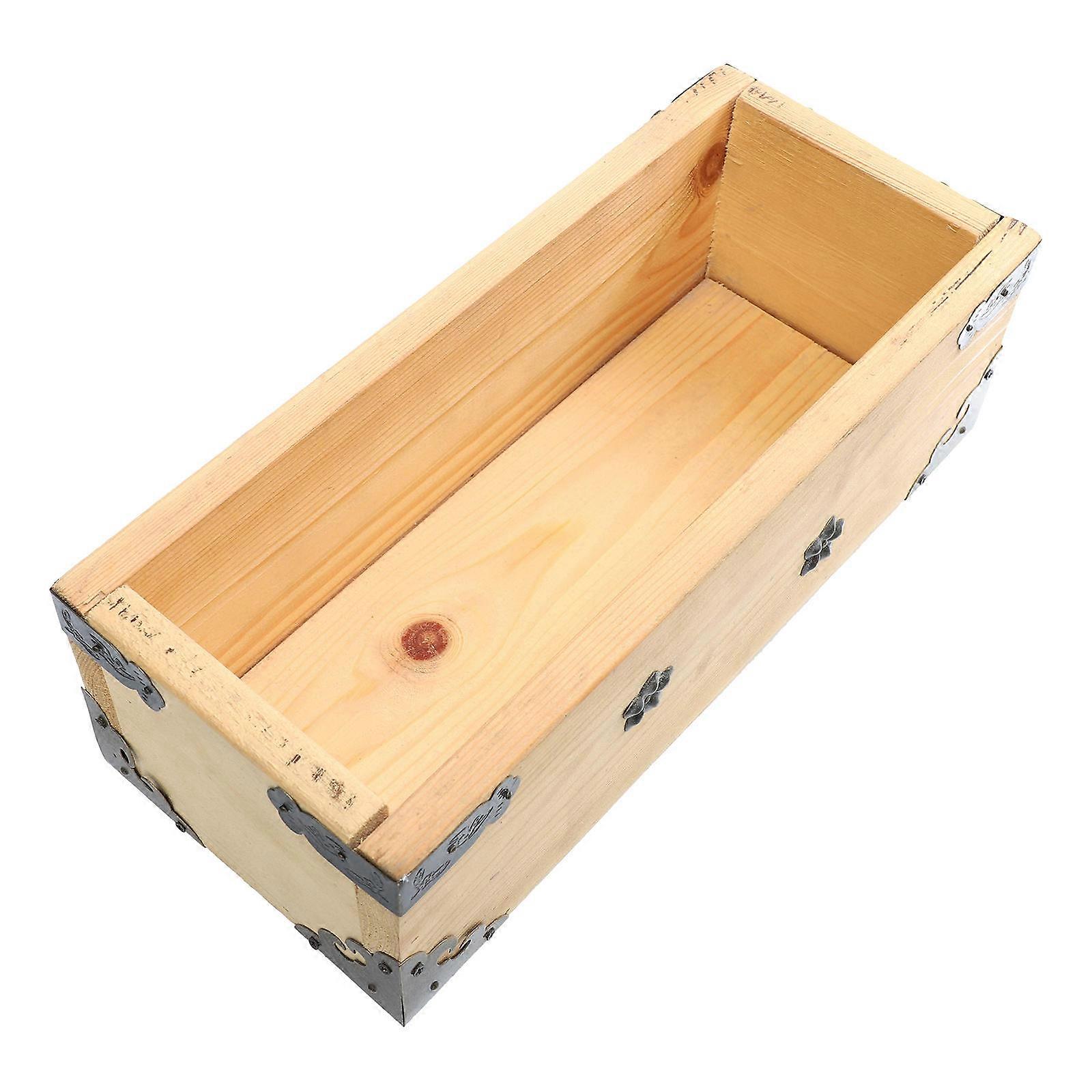 Multifunctional Rectangular Wood Flowerpot Creative Decorative Container for Home Office Garden 2Pcs