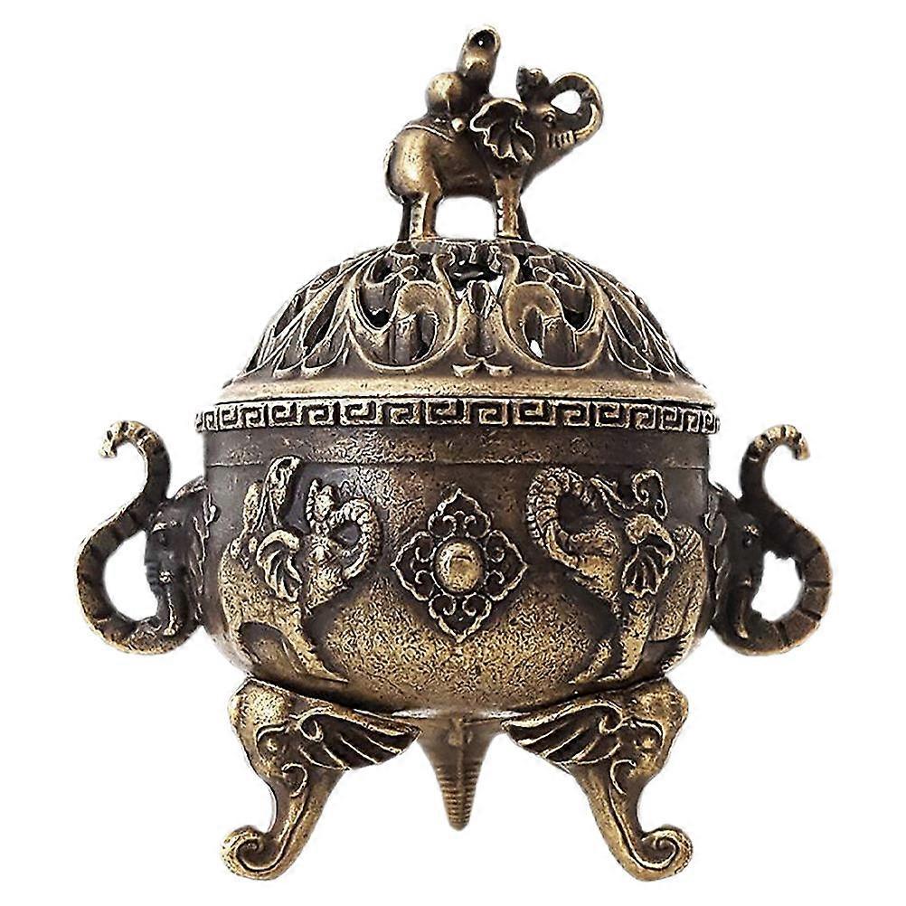 Decorative Incense Burner Copper Mini Tripod Stove with Lid for Home