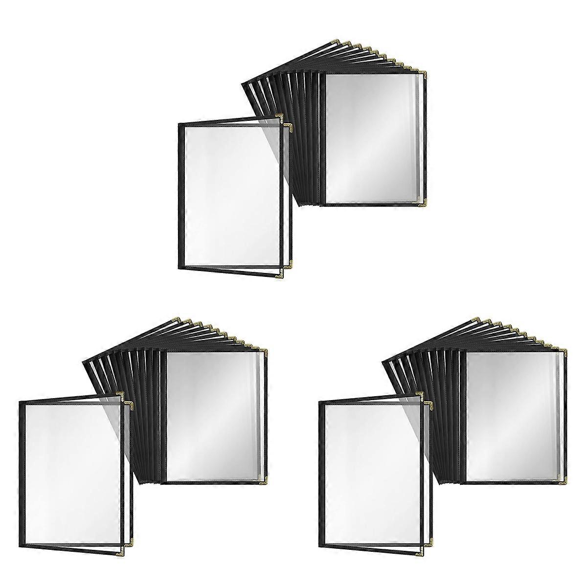 Lot de 36 protège-menus style café, double bord, vinyle transparent (noir, 2 pages/4 vues - 8,5 pouces X