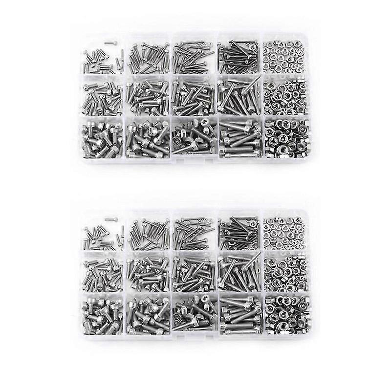 960pcs M2 M3 Hex Socket Screws Set Stainless Steel Hex Socket Cap Head Nuts Repair Tool