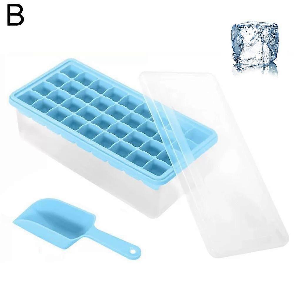 Silicone Ice Cube Tray Set With Lid 36-Cube Maker & Scoot For Cocktails Chocolate Jelly