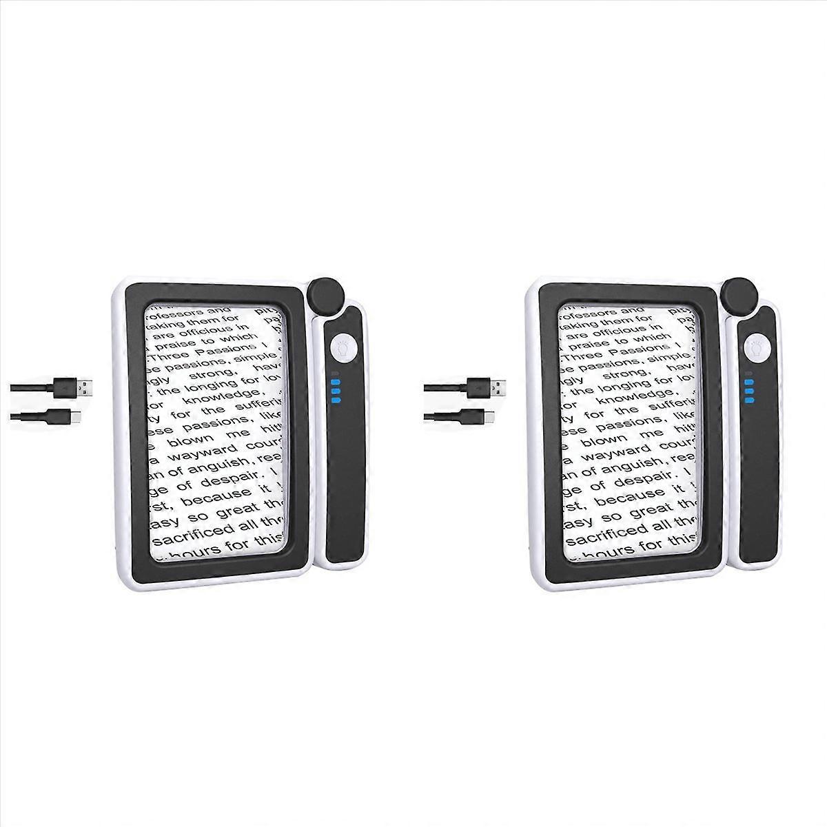 2pcs 4X Large Magnifying Glass with Light for Reading,Lighted Magnifier with 10 LED Foldable Handhel