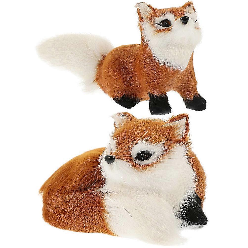 Simulation Foxes Toys Plush Animal Models Decorative Figurines 8Pcs