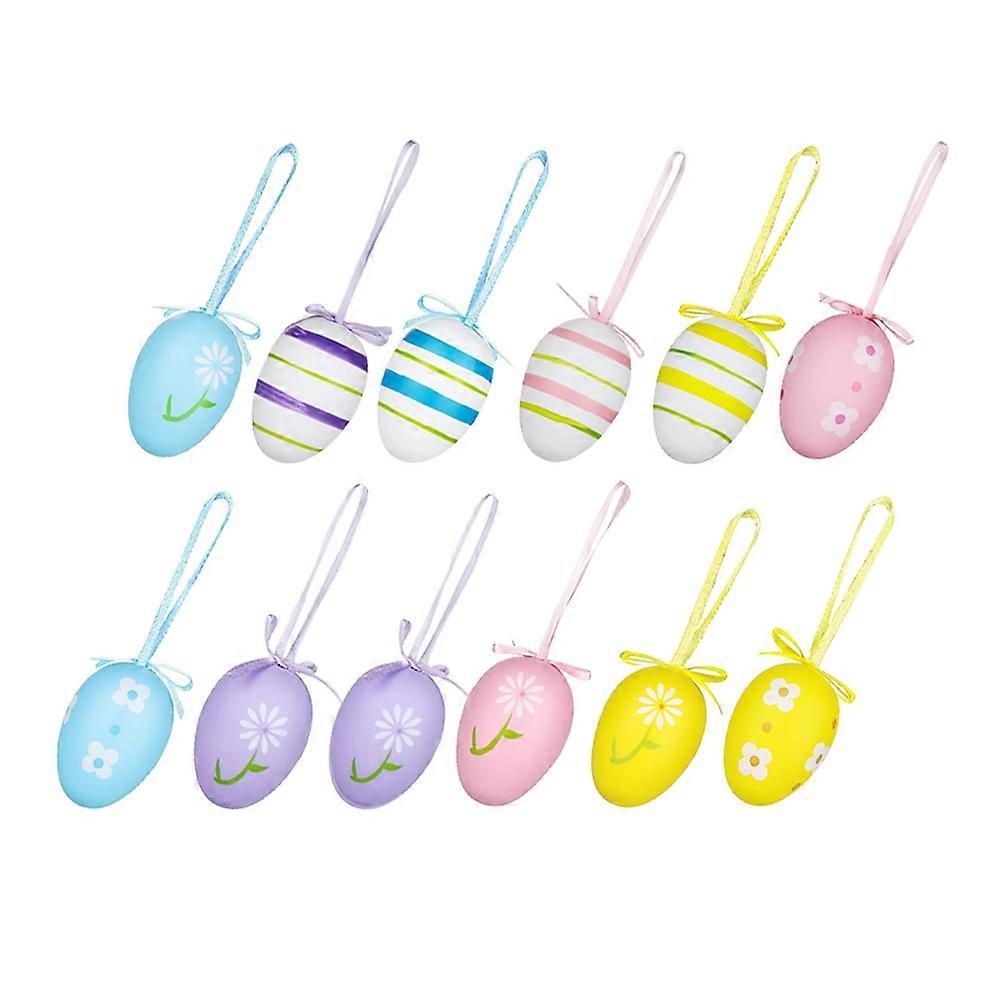 Easter Egg Decor Plastic Hanging Ornaments for Decoration 72Pcs