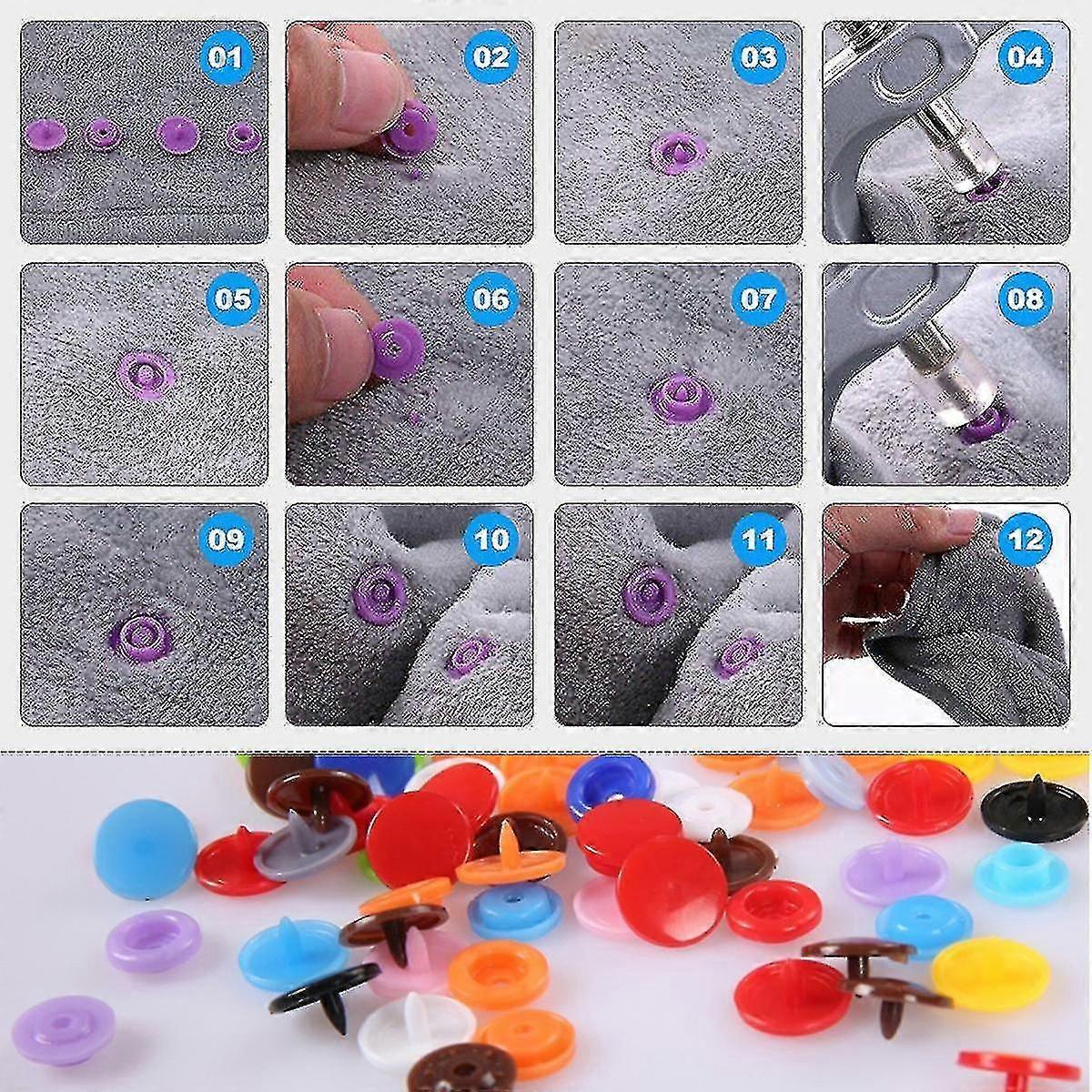 384 Set + Plier Tool Plastic Snaps For Snap Kit T5 Fastener Button Press Stud