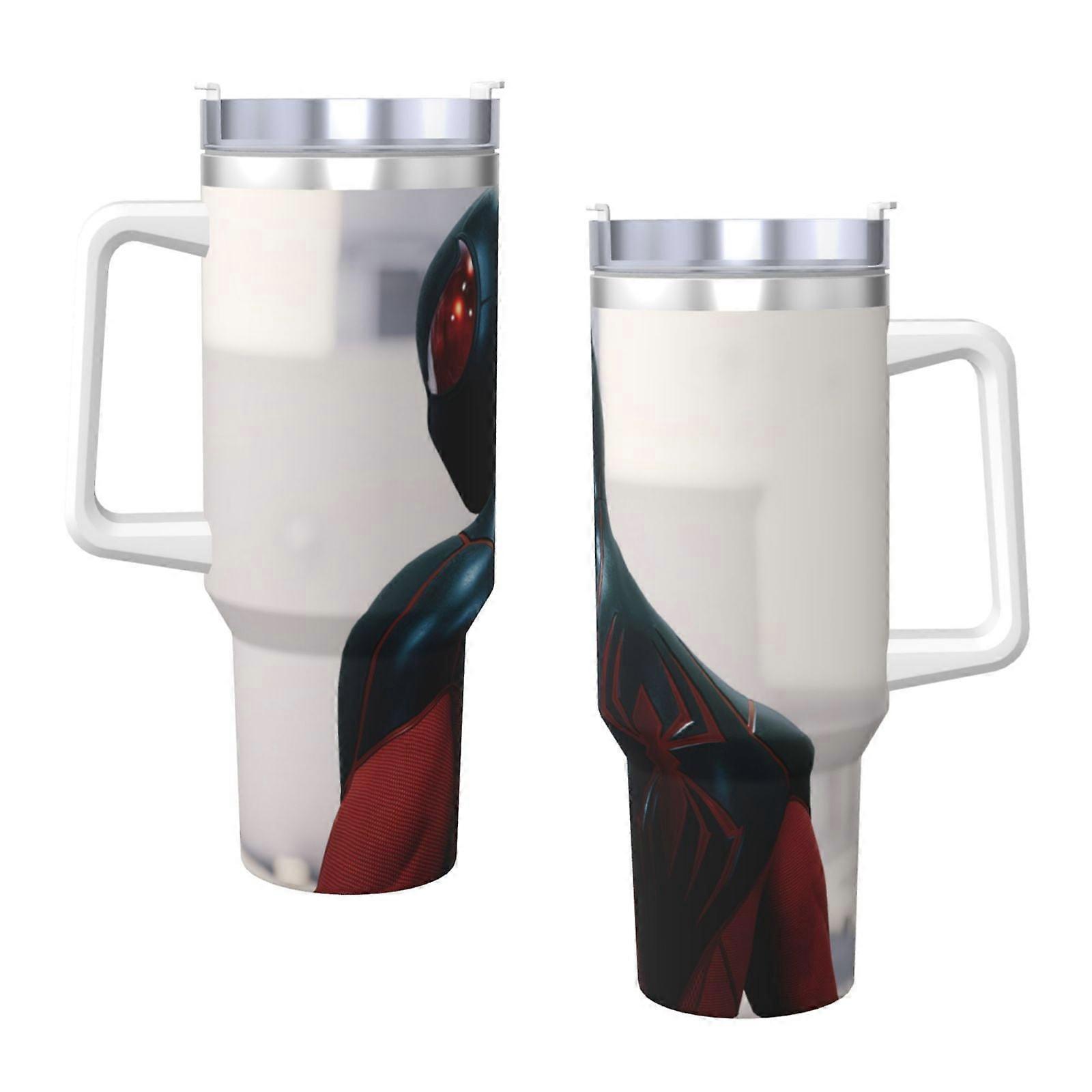 스파이더맨 40oz H2.0 스테인리스 스틸 진공 단열 텀블러 (뚜껑 및 빨대 포함, 물, 아이스티 또는 커피, 스무디용)
