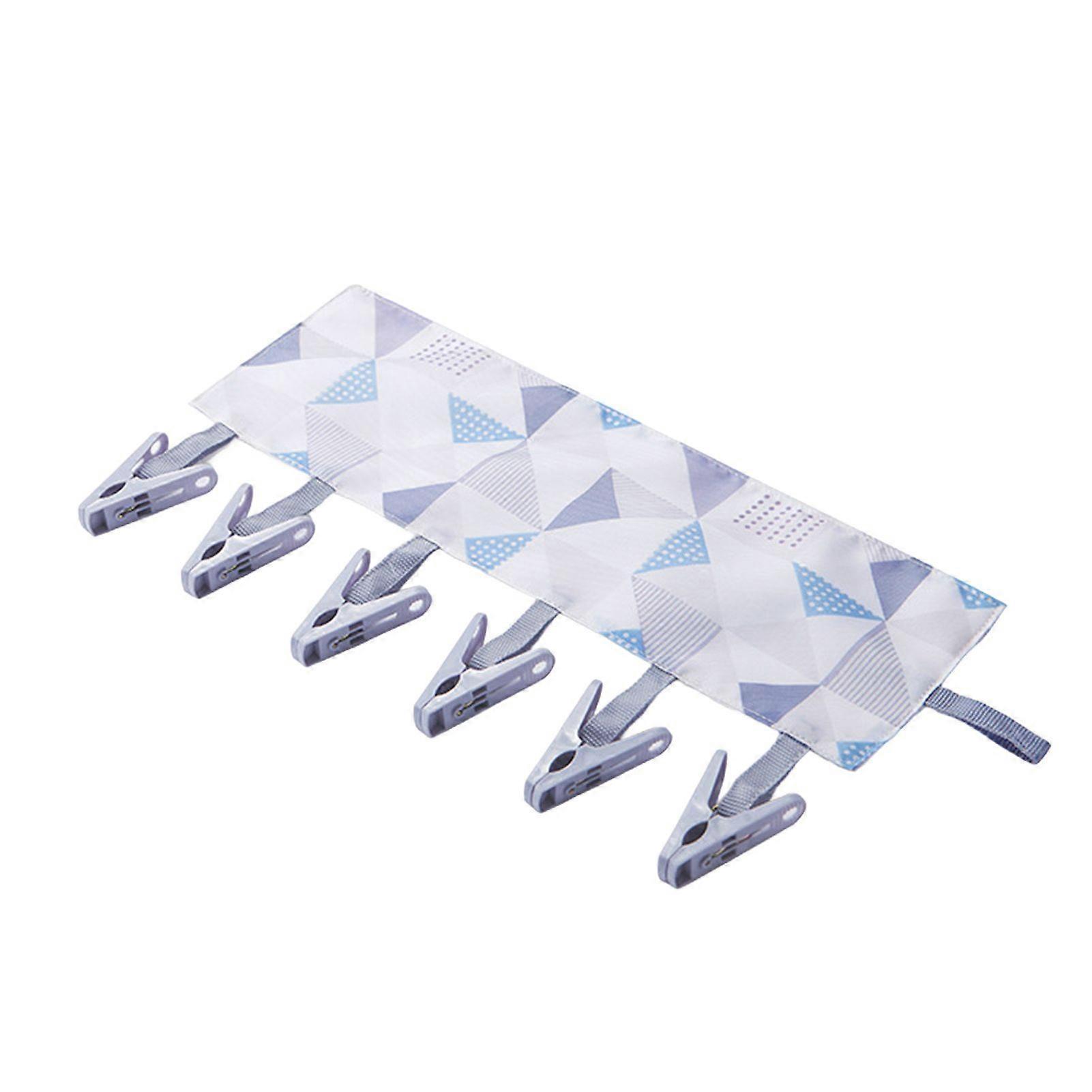 Jikaixiang Clothes Socks Hanger with 6 Clips Strong Load-bearing Fastener Tape Design Folding Clothes Hanger Clips Towel Drying Rack