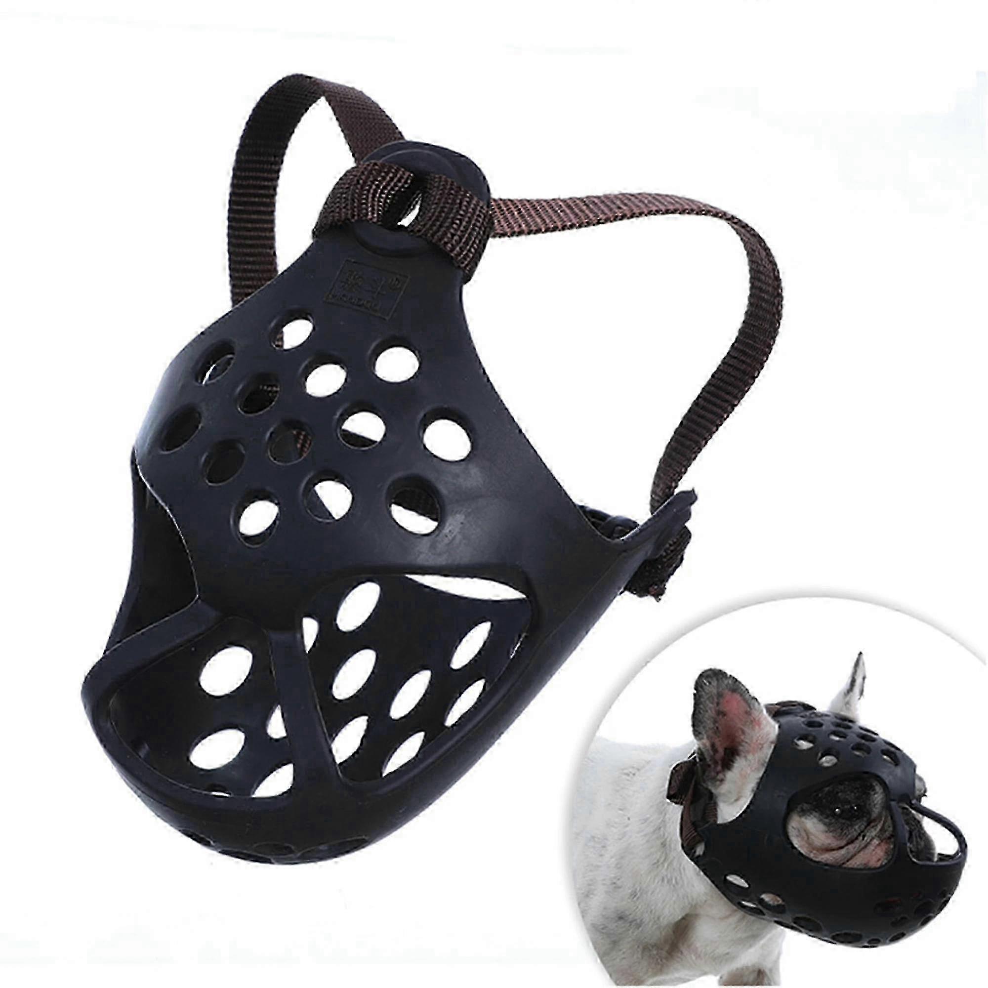 Dog Collar Dog Muzzle for Short Snout Dogs Breathable Holes Prevent Biting Chewing Muzzle for Small/Large Dogs Mesh
