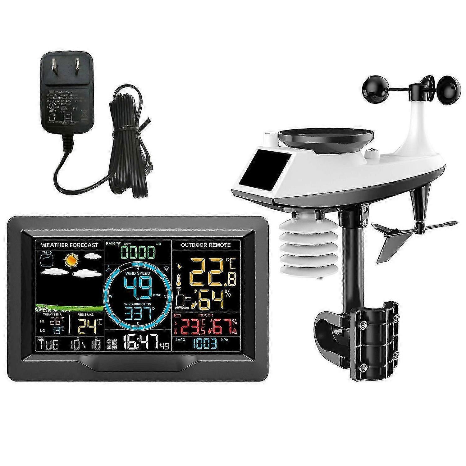 Wireless Weather Station Indoor Outdoor Hygrometer Thermometer Temperature Backlit Humidity Display Monitor Digital Weather Forecast Station Clock Ala