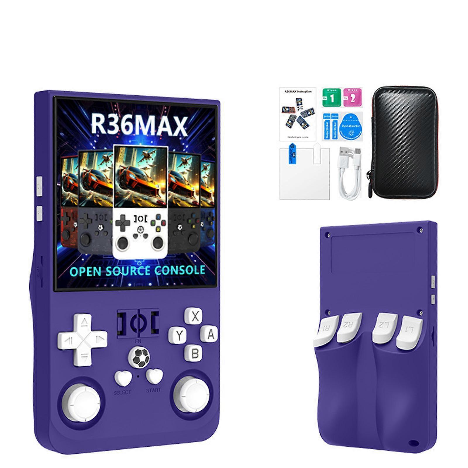 Open Source Portable Gaming Device R36Max 4Inch Display Retro Design Multi Format Compatibility And Enhances Sound   Indigo