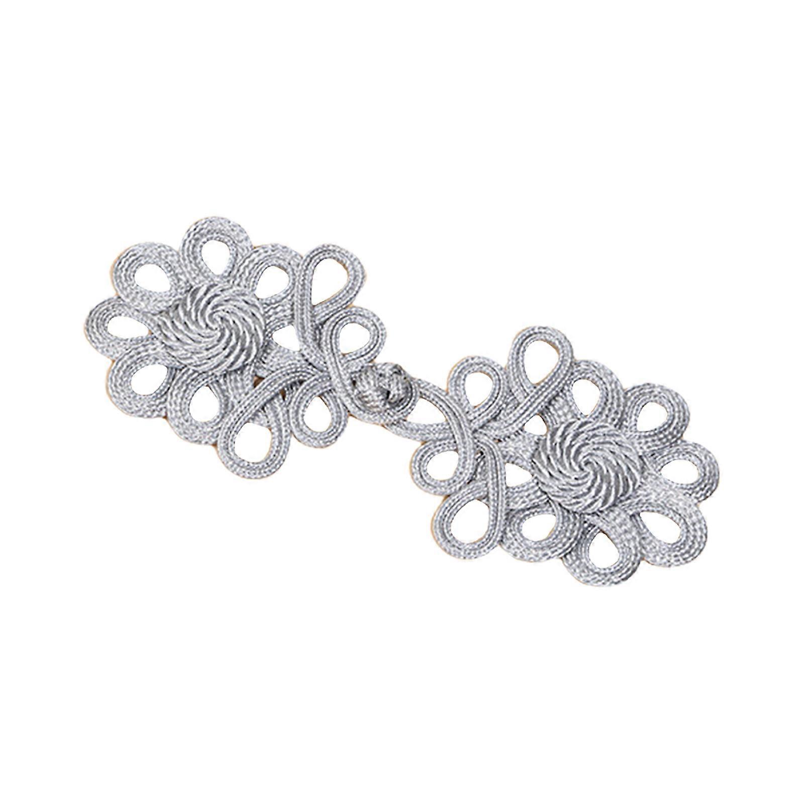 Chinese Knots Frogs Buttons Closure Handmade Curtain Button Chinese Frogs Closure Button for Sweater Cardigan Cheongsam  silver