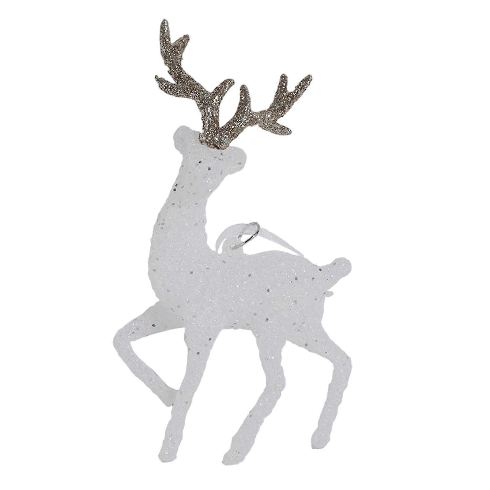 Mini 4.7" Christmas Deer Ornaments, Frosted Reindeer Hanging Figurines for Tree, Tabletop, Home Decor