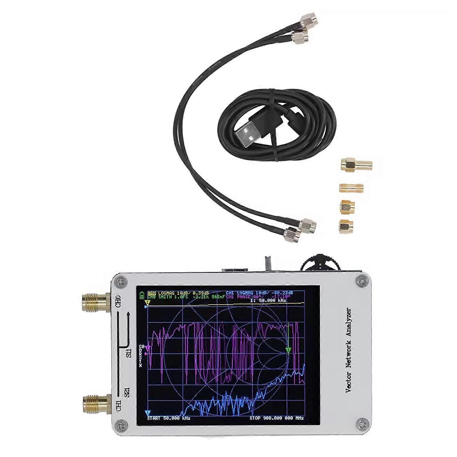 Vector Networking Analyzer Portable Antenna Analyzer Kit 50K-900M 2.8inch Digital LCD Display Screen Measuring S-Parameter Multicolor