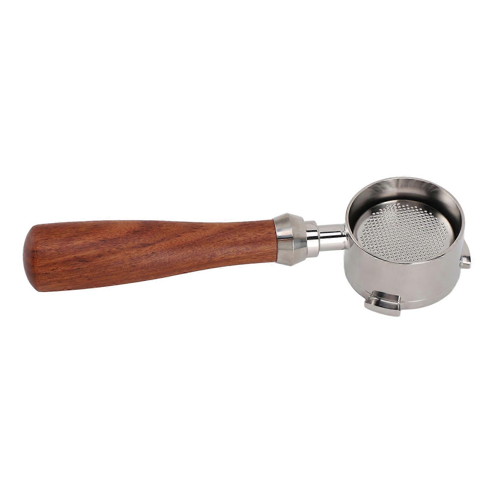 51mm Portafilter with Solid Wood Handle Ultra Fine Mesh Detachable 3 Ear Bottomless Portafilter for Delonghi