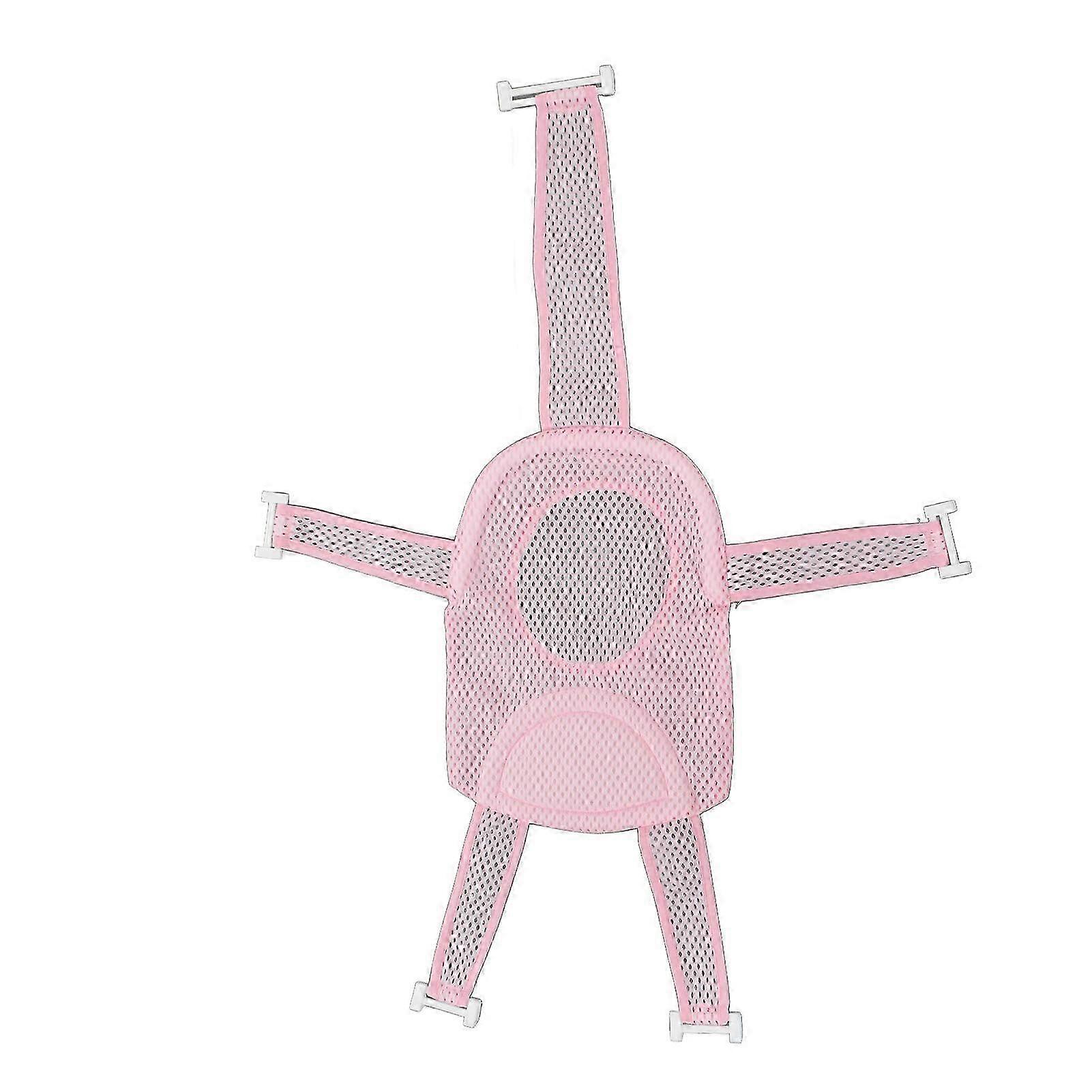 Five Corner Bath Seat Support Net Skid Proof Adjustable Universal Breathable Mesh Soft Headrest Baby Bath Net for Infant Pink