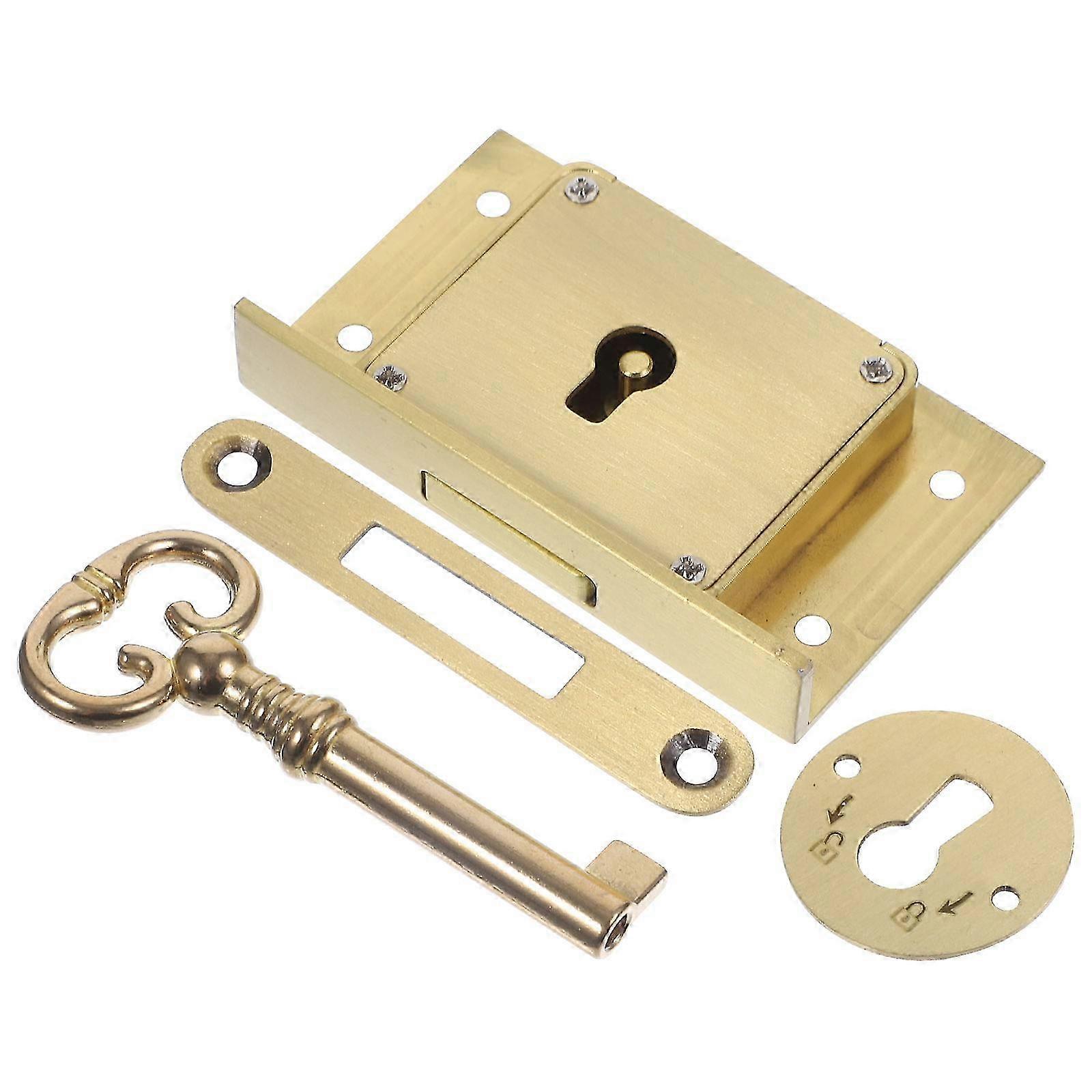 1 Set of File Cabinet Lock Secure Drawer Lock Brass File Wooden Box Safety Lock Replacement6X3.5X1CMGolden SZRH
