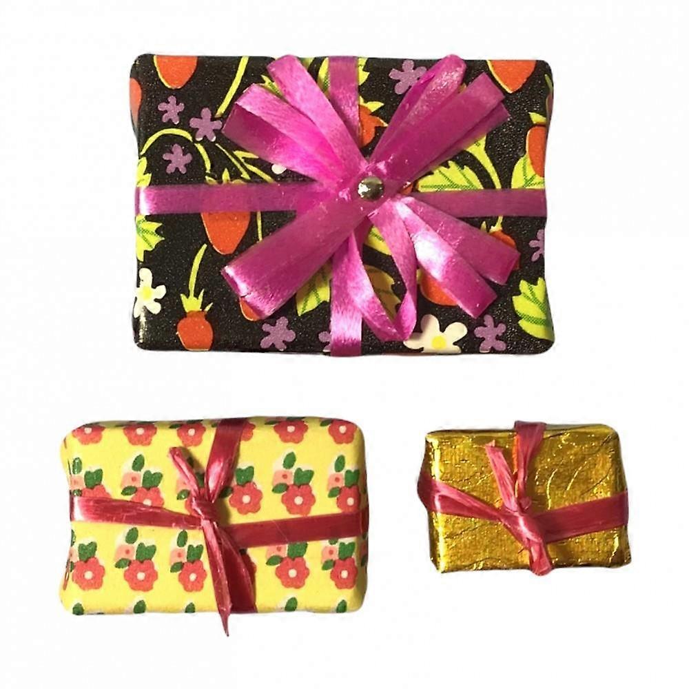 Dolls House 3 δώρο τυλιγμένα Χριστουγεννιάτικα κουτιά δώρο μικροσκοπικό αξεσουάρ